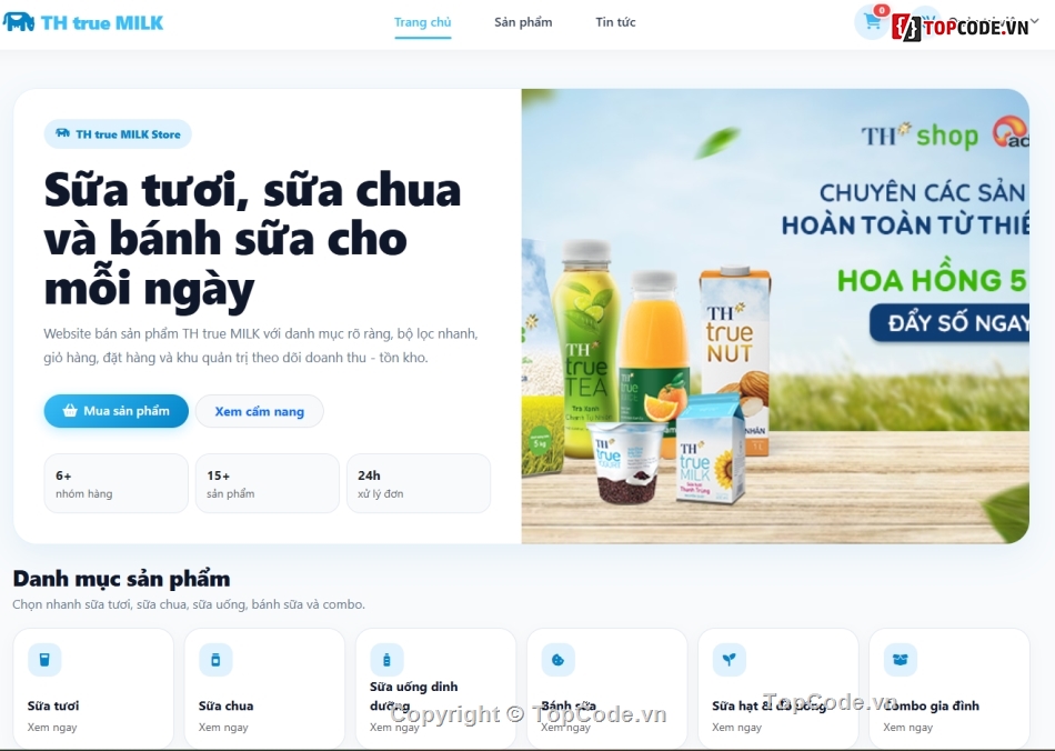 Website bán hàng sản phẩm,th,sữa th